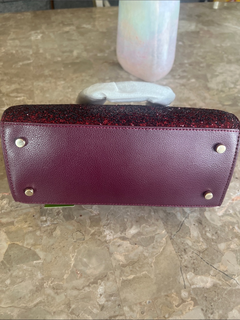 kate spade mini reiley laurel way Glitter Dome Satchel/crossbody in Deep Plum - Picture 7 of 7